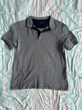 Zara Grey Polo Shirt with Navy Trim